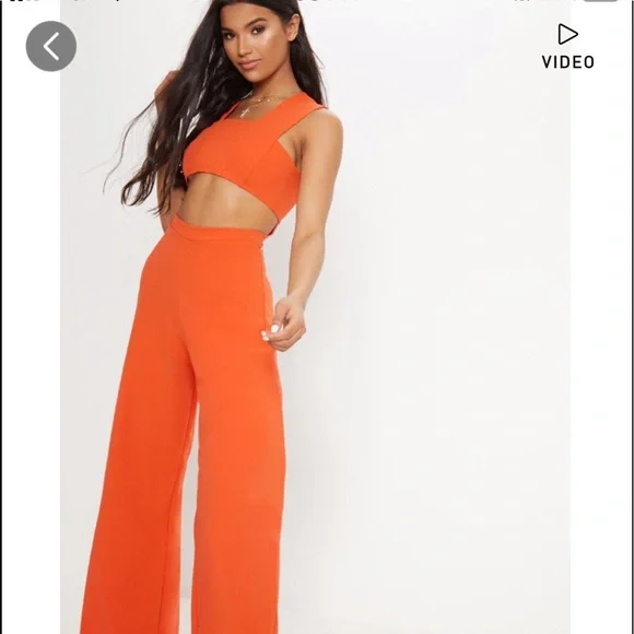 COPY - PrettyLittleThing Orange Cut Out Jumpsuit - Picture 2 of 7